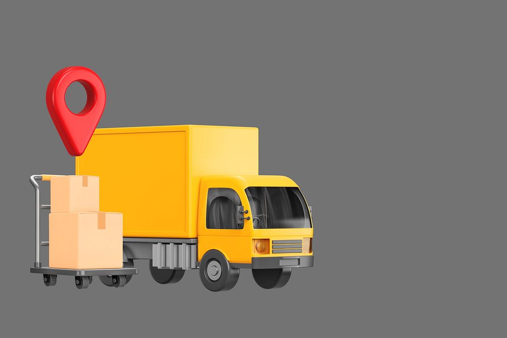 Logistic truck background, 3D illustration