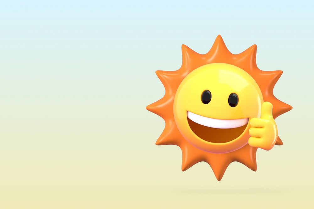 Smiling sun background, 3D weather illustration