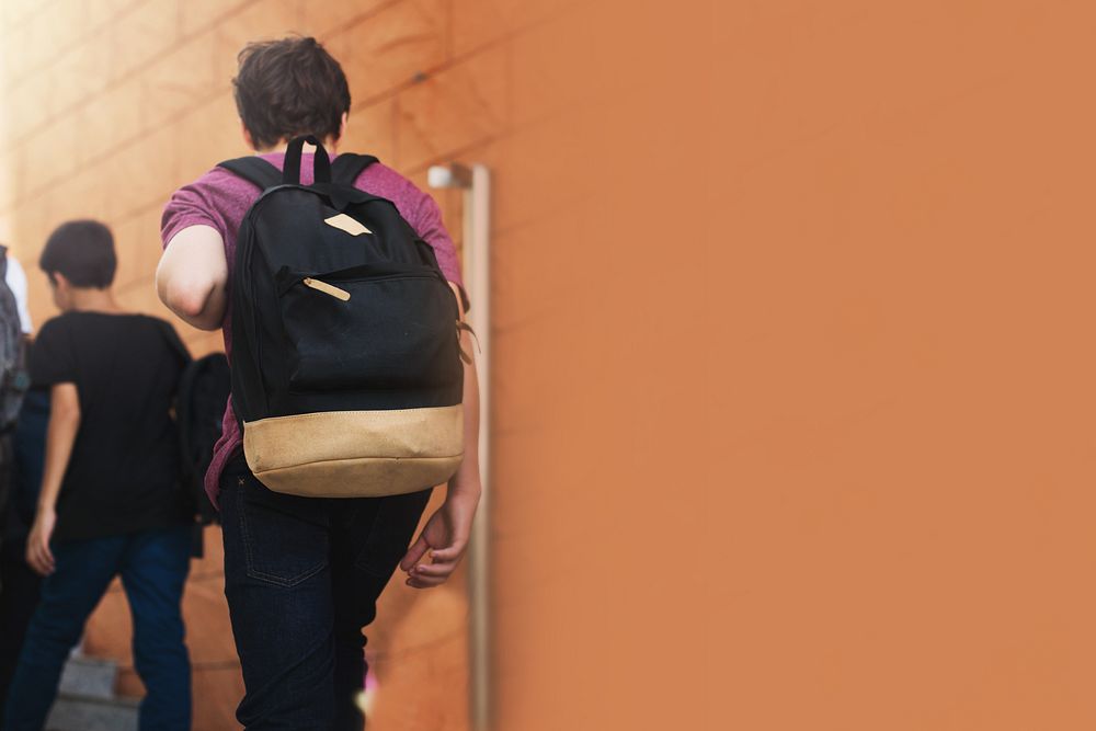 Student backpack border background