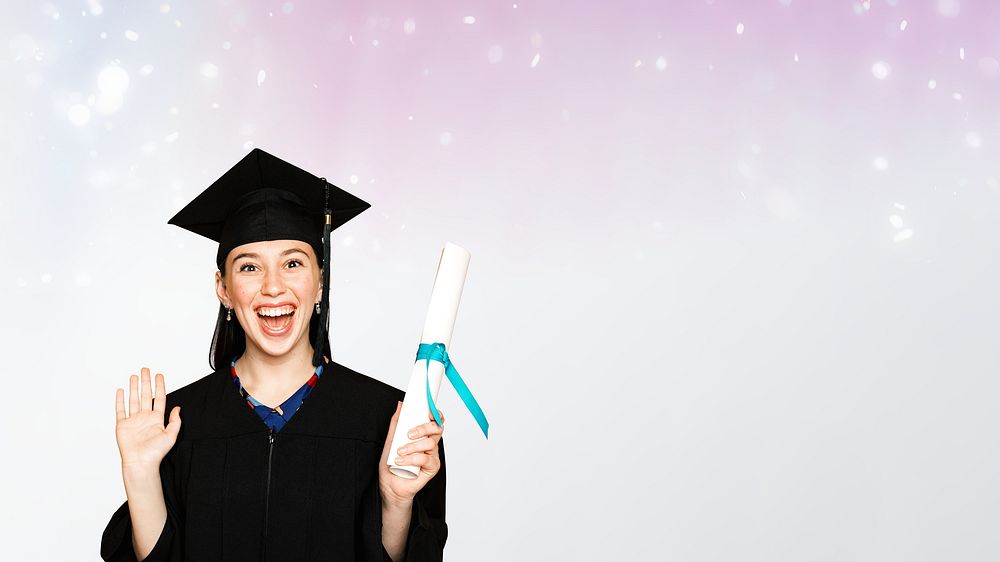 Happy graduate woman HD wallpaper, education image