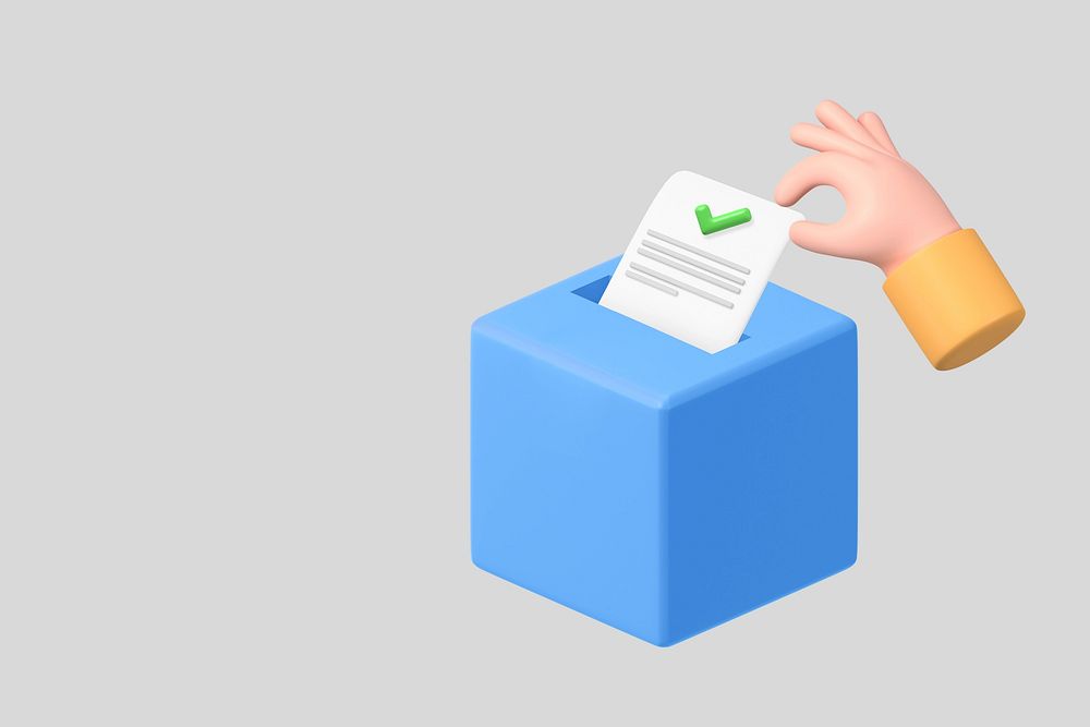Election voting box background, 3D illustration