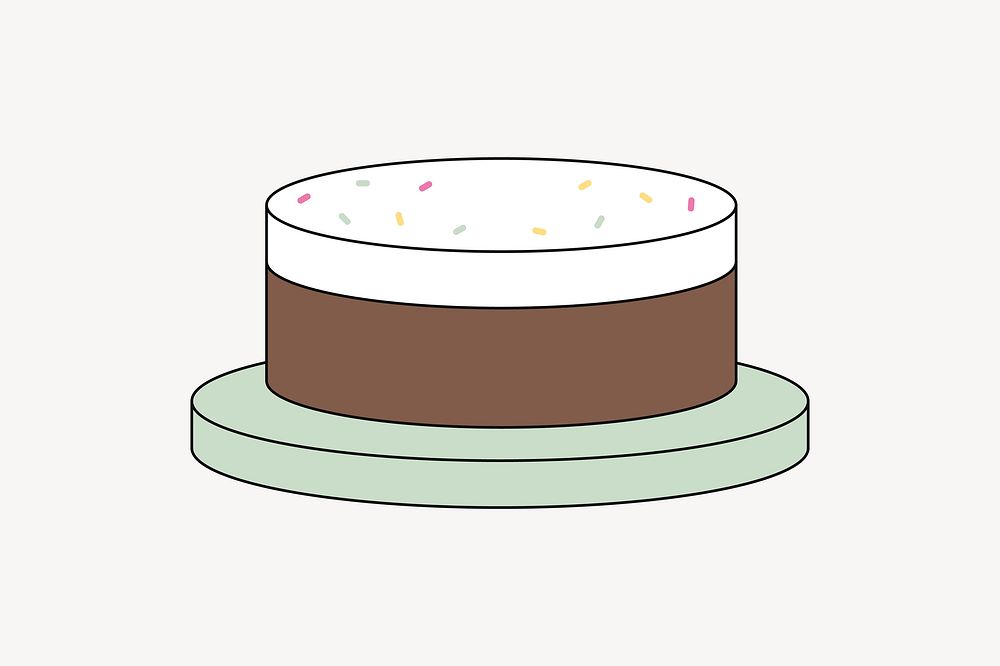 Chocolate cake, flat dessert illustration