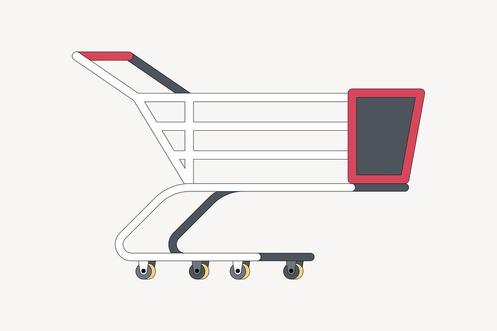 Shopping cart, flat collage element vector