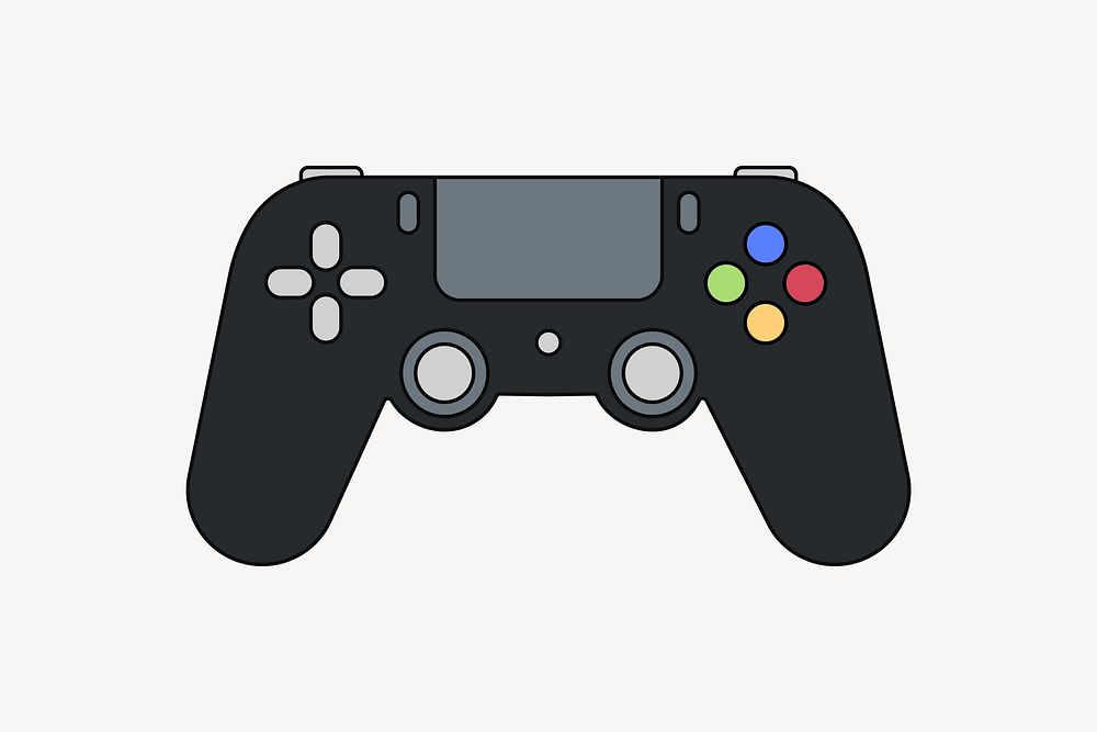 Game controller, flat collage element vector