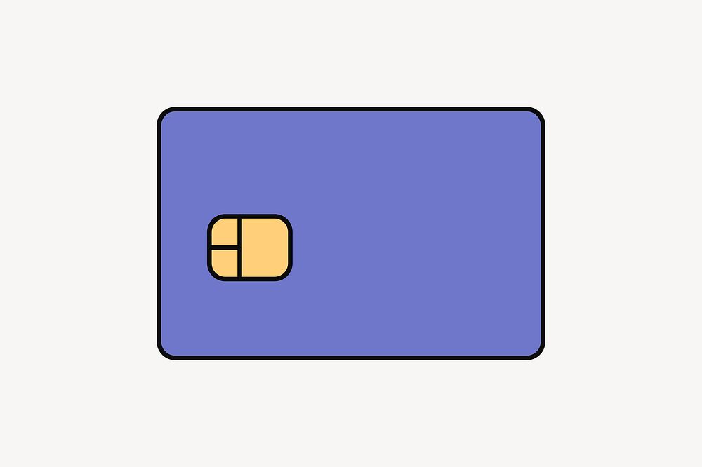 Purple credit card, flat finance collage element vector