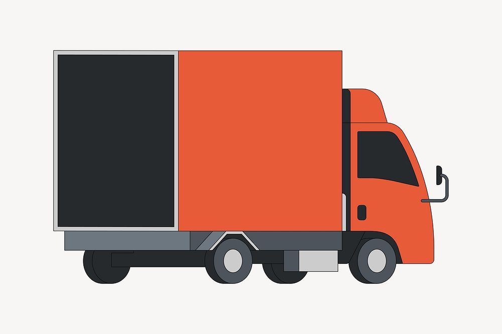 Orange truck, flat vehicle illustration