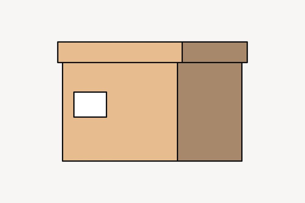 Moving cardboard box, flat collage element vector