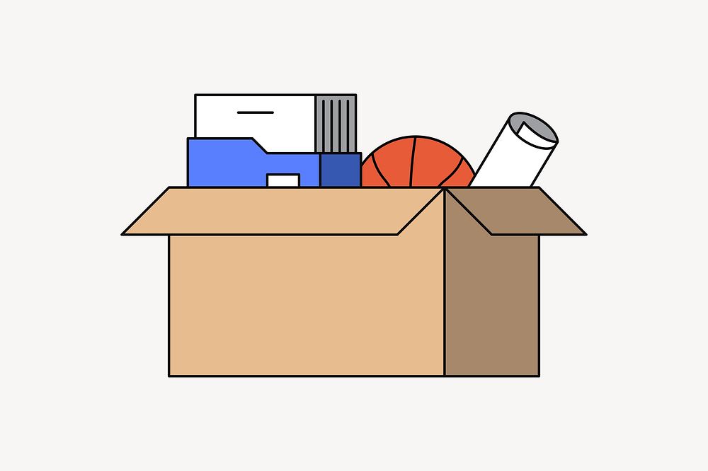 Open moving box, flat illustration