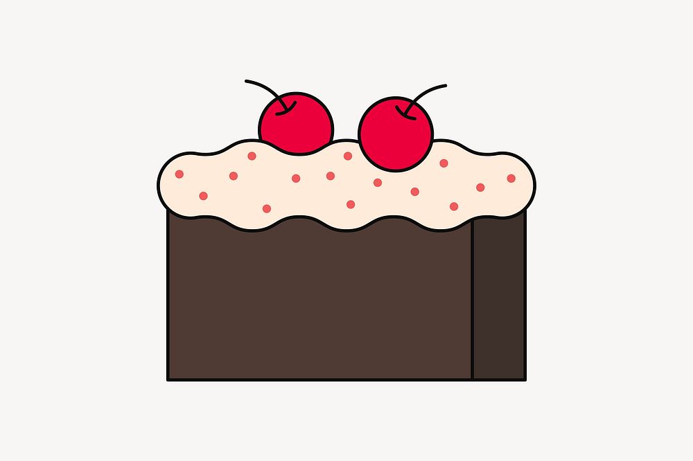 Chocolate cake with cherries, food illustration