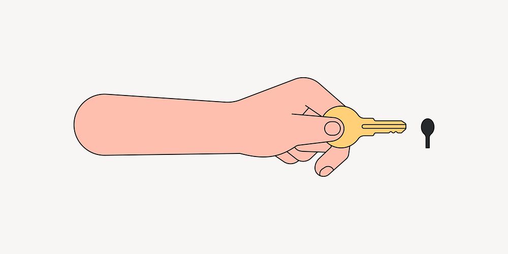 Hand holding key, property illustration