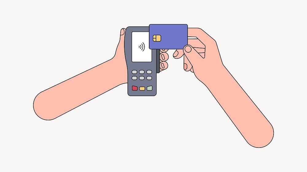 Credit card pay wave, cashless payment illustration