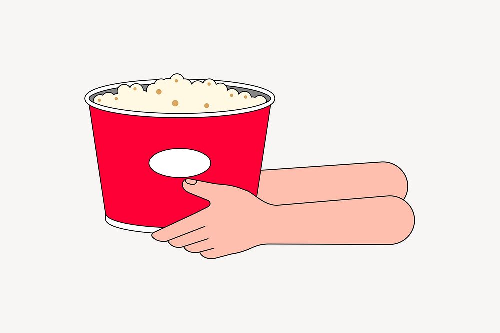 Presenting big size popcorn, food illustration