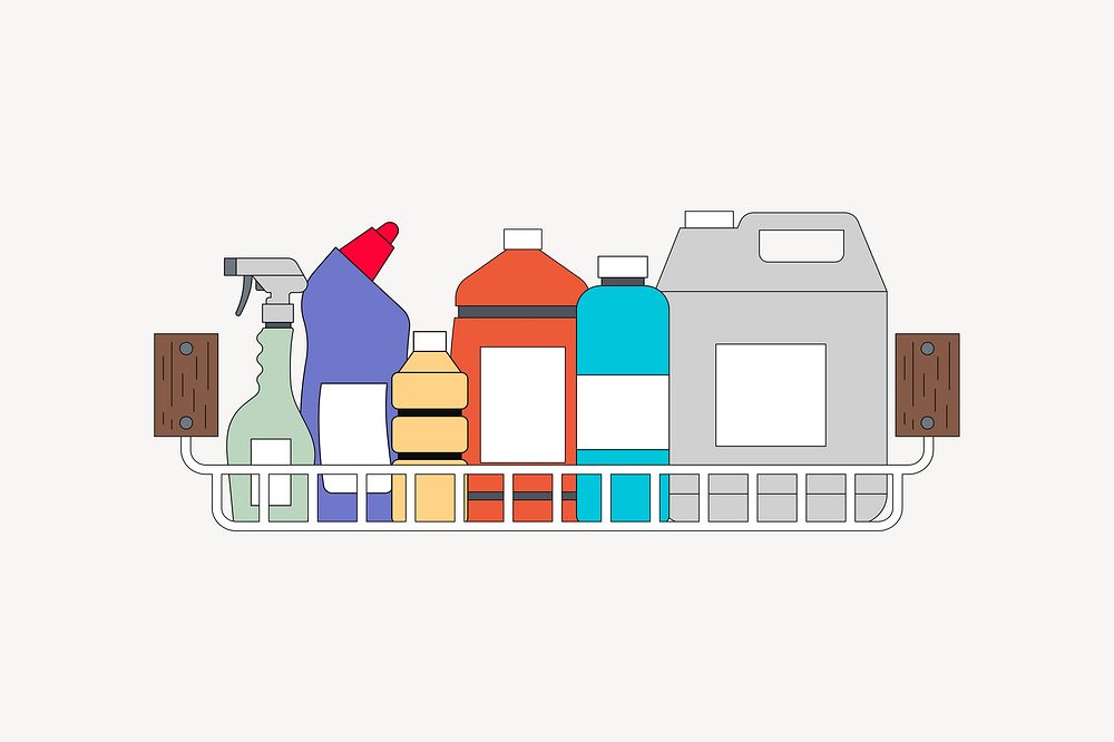 Cleaning supplies  illustration set