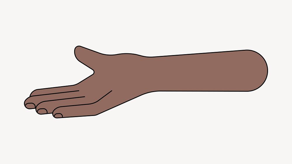 Black helping hand gesture, flat illustration