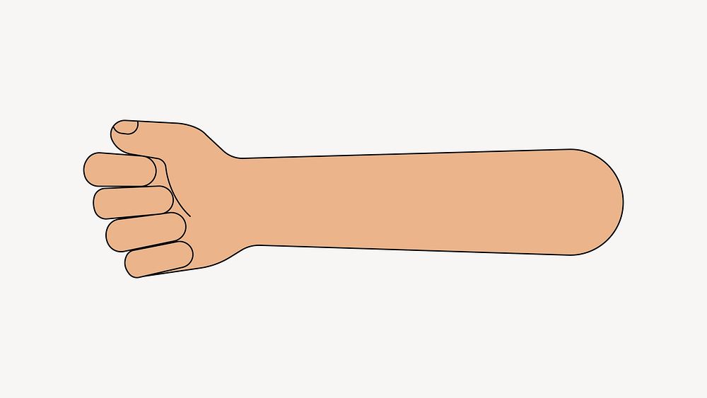 Fist arm, gesture flat collage element vector