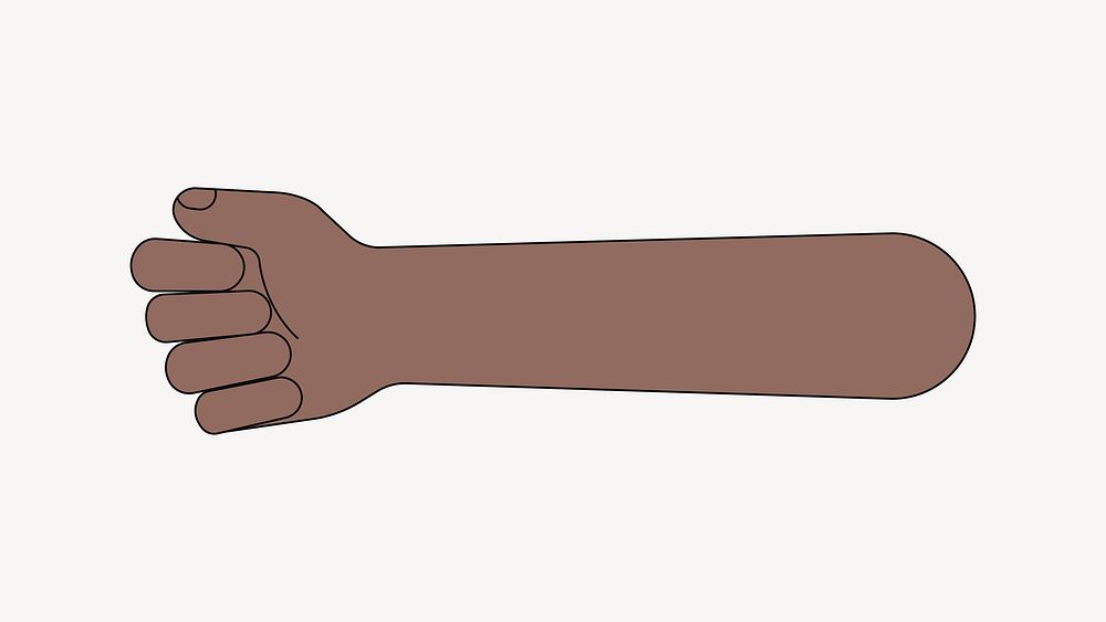 Black fist arm, gesture flat collage element vector