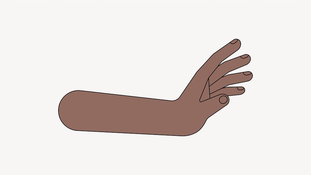 Black palm hand, gesture flat collage element vector