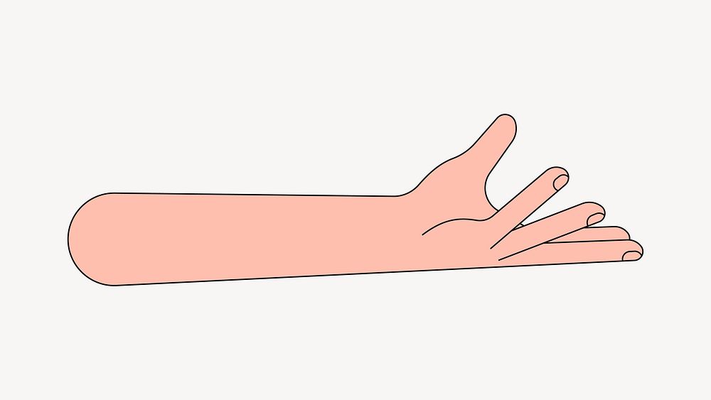 Presenting hand gesture, flat illustration