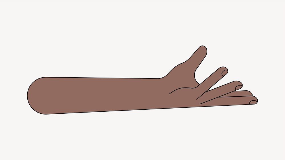 Black presenting hand gesture, flat illustration