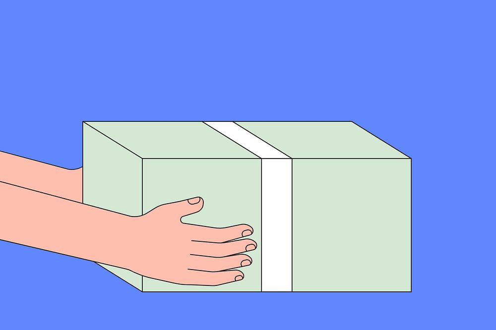 Hands holding box background, parcel delivery illustration