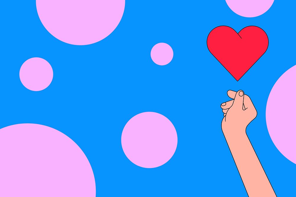 Mini heart hand background, love gesture illustration