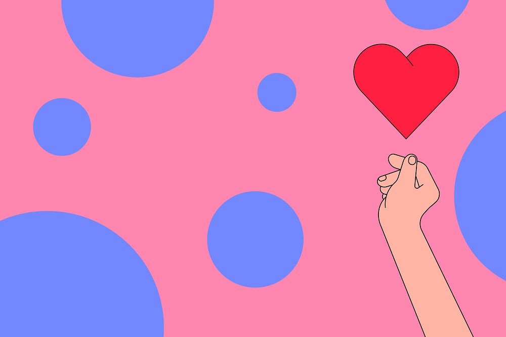 Mini heart hand background, love gesture illustration