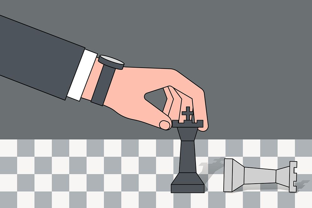 Businessman playing chess background, strategy illustration