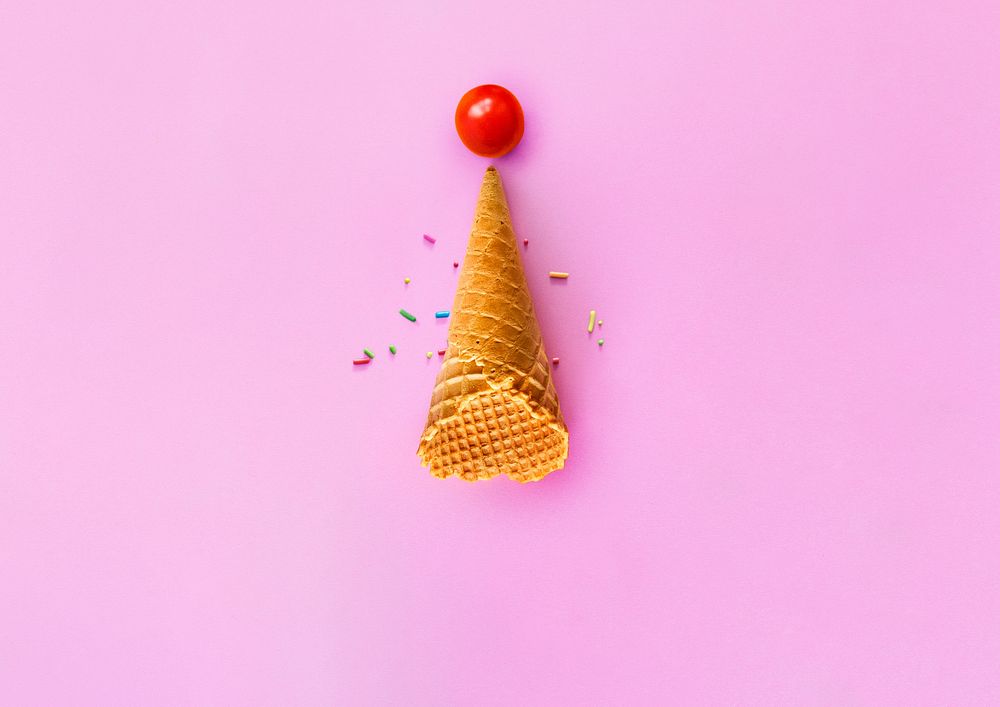 Ice-cream cone pink background