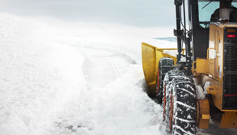 Snow plow border background, winter image