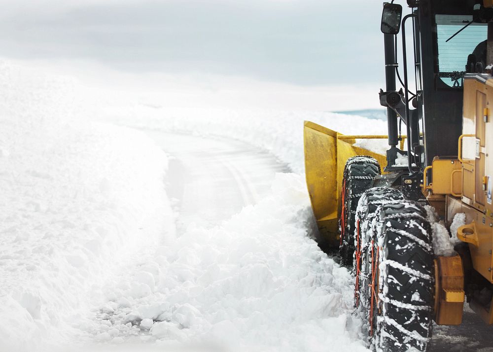 Snow plow border background, winter image