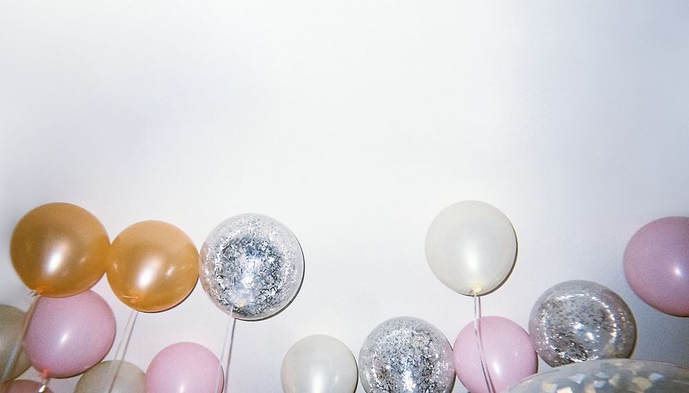Floating balloons border background, party image