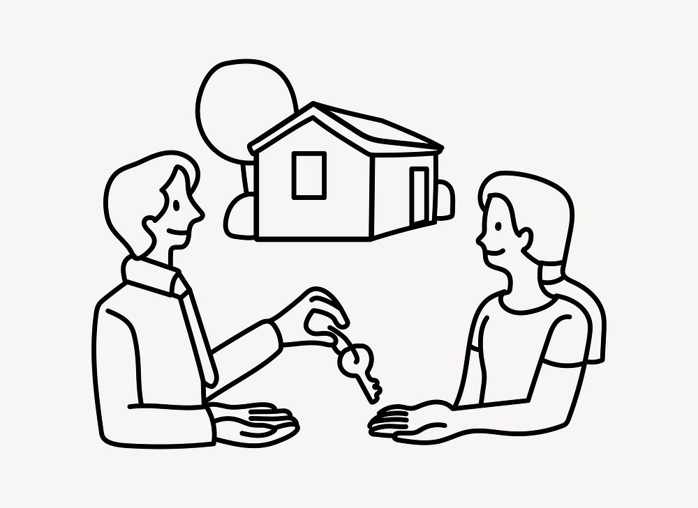 Woman buying a house doodle Free Photo rawpixel