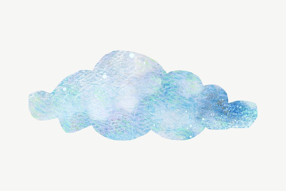 Blue cloud, paper craft element psd