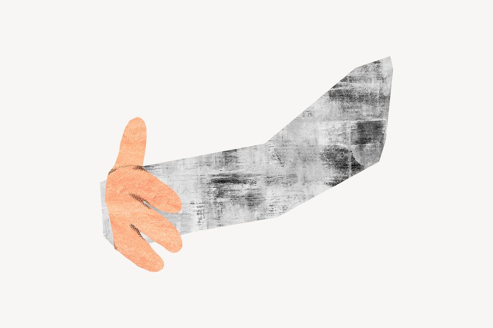 Man's arm gesture, paper craft element psd
