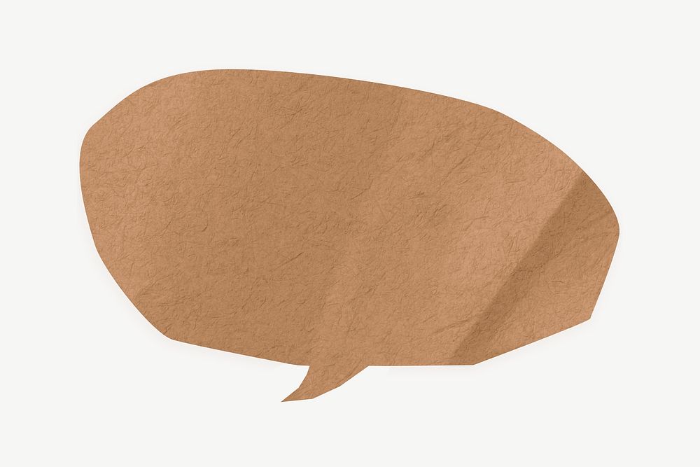 Brown speech bubble, communication paper element psd