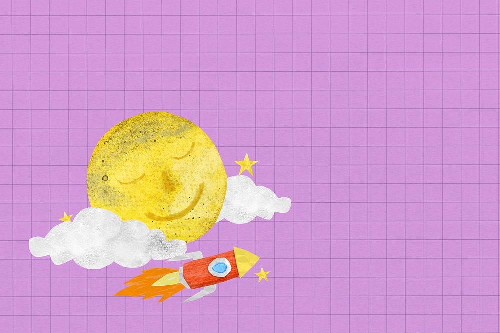 Launching rocket background, aesthetic galaxy paper craft collage