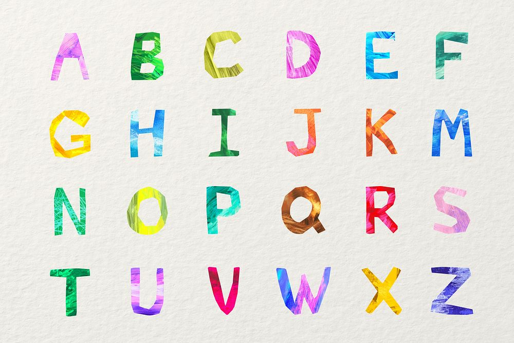 A to Z, colorful paper English alphabet set