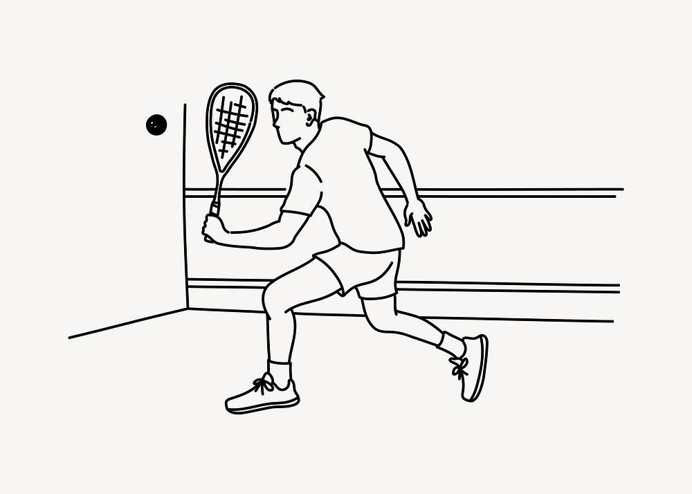Squash sport line art illustration Free Photo Illustration rawpixel