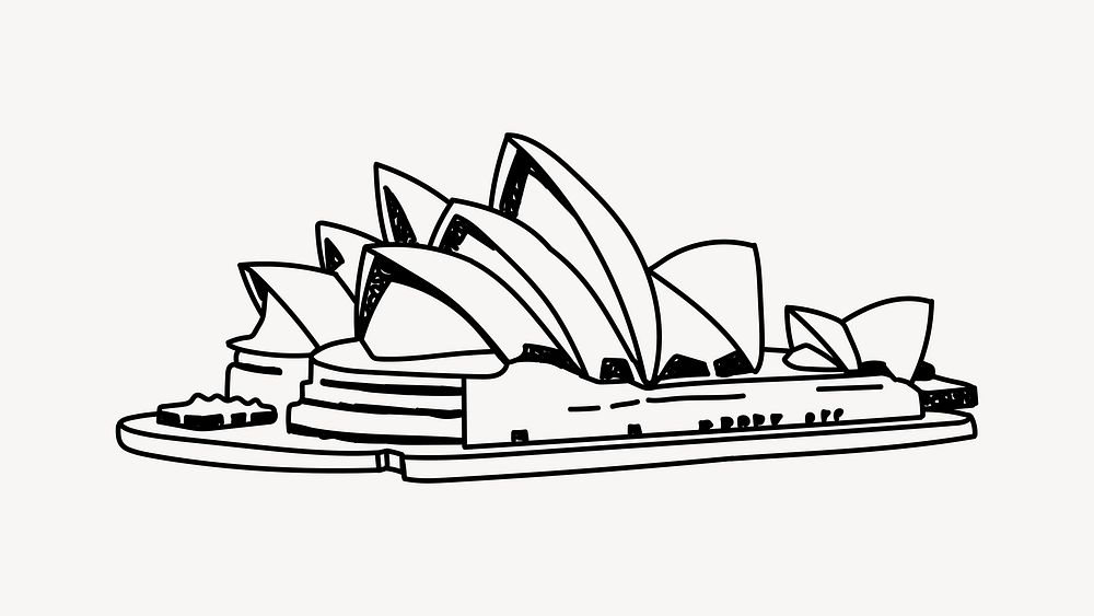 Opera House Sydney line art illustration isolated background