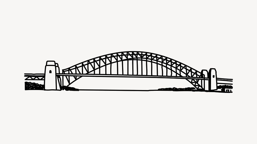 Sydney Harbour Bridge Australia line art illustration isolated background