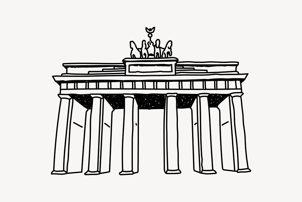 Brandenburg Gate Germany line art illustration isolated background