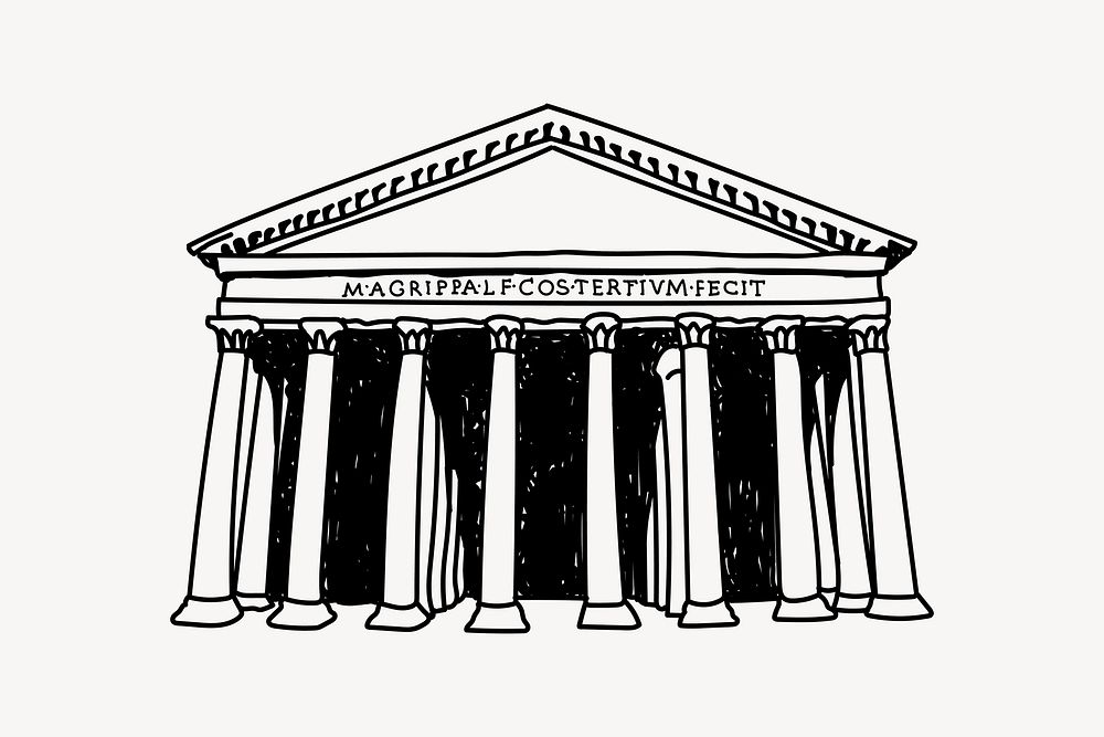 Pantheon Rome line art illustration isolated background
