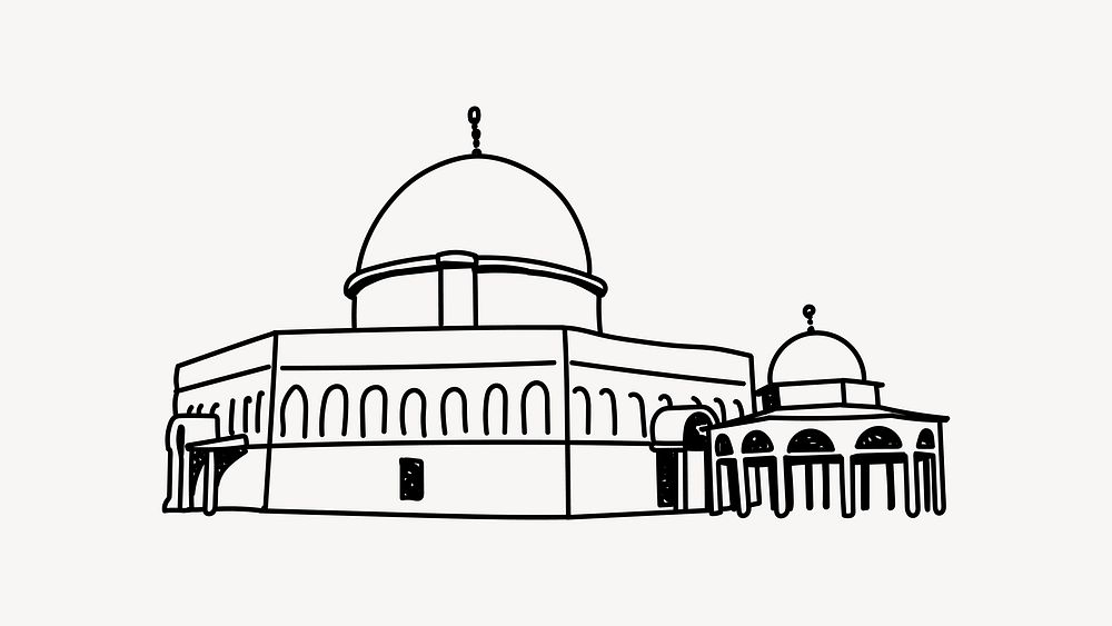 Jerusalem Israel line art illustration isolated background