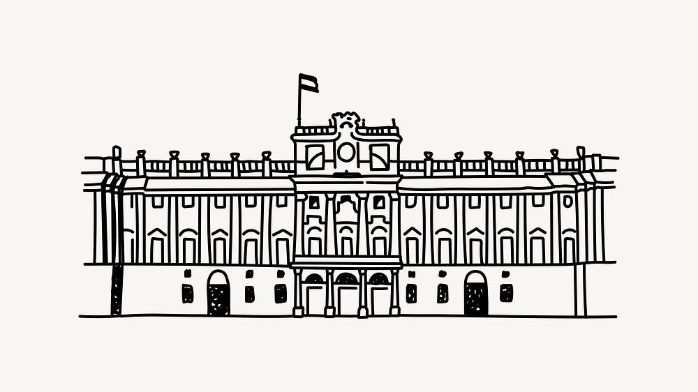 Royal Palace of Madrids Spain line art illustration isolated background