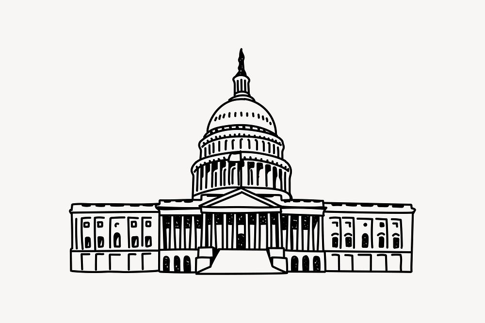 Capitol Building USA line art illustration isolated background