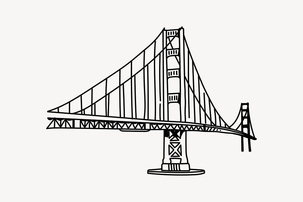 Golden Gate Bridge USA line art illustration isolated background