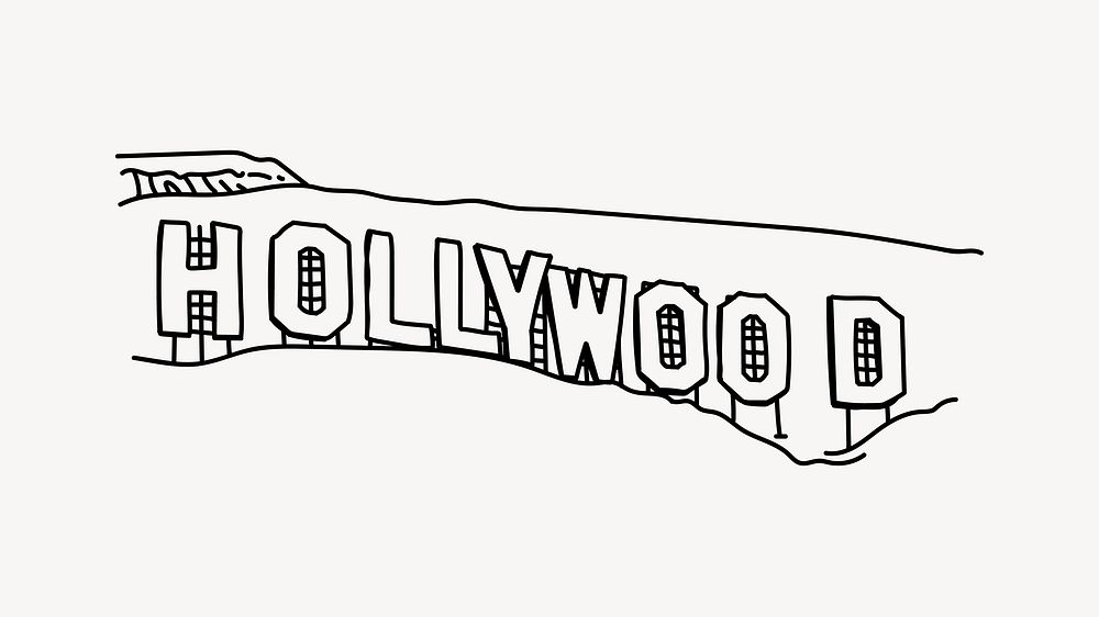 Hollywood Sign California line art illustration isolated background