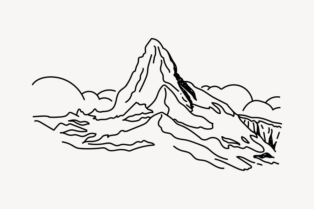Matterhorn Switzerland line art illustration isolated background