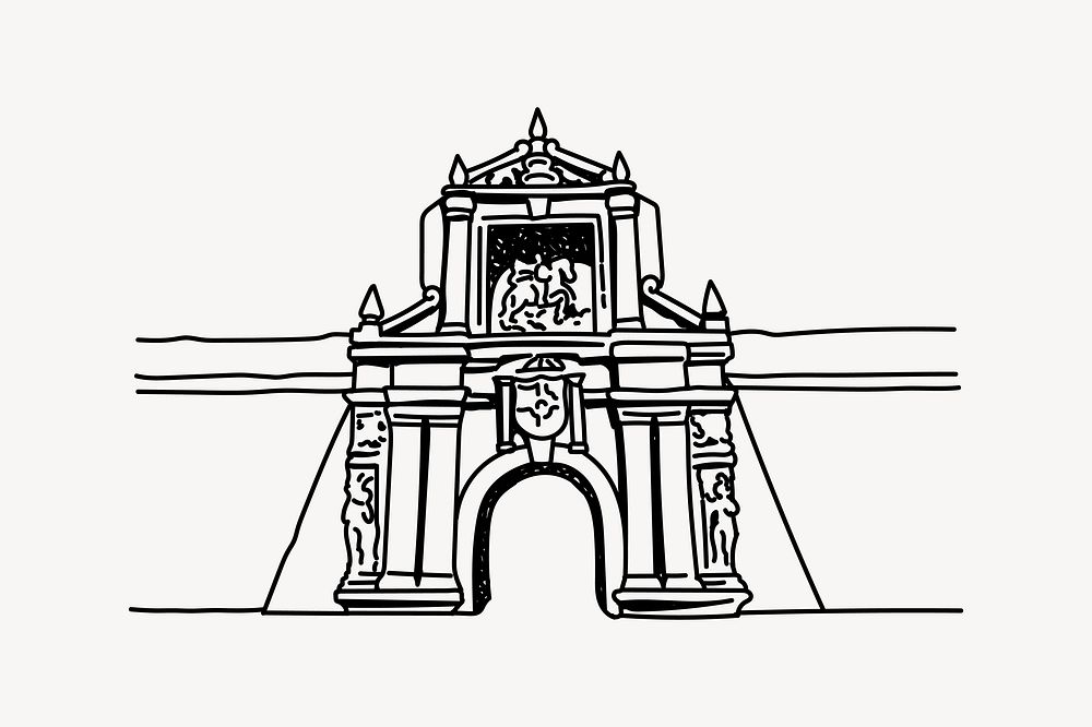 Fort Santiago Philippines line art illustration isolated background