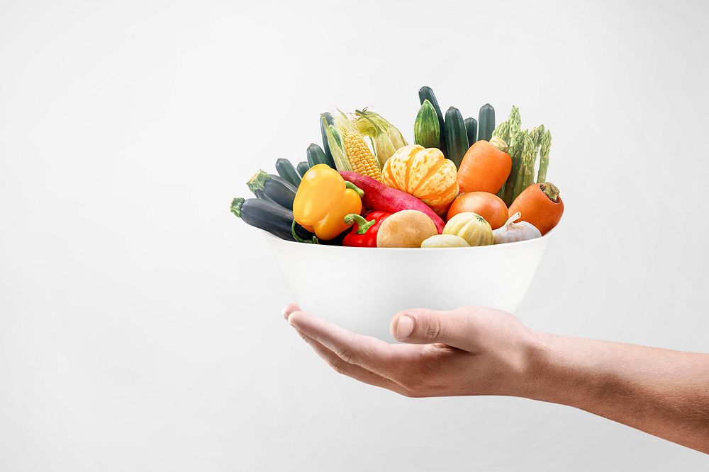 Vegetable bowl, healthy food image psd